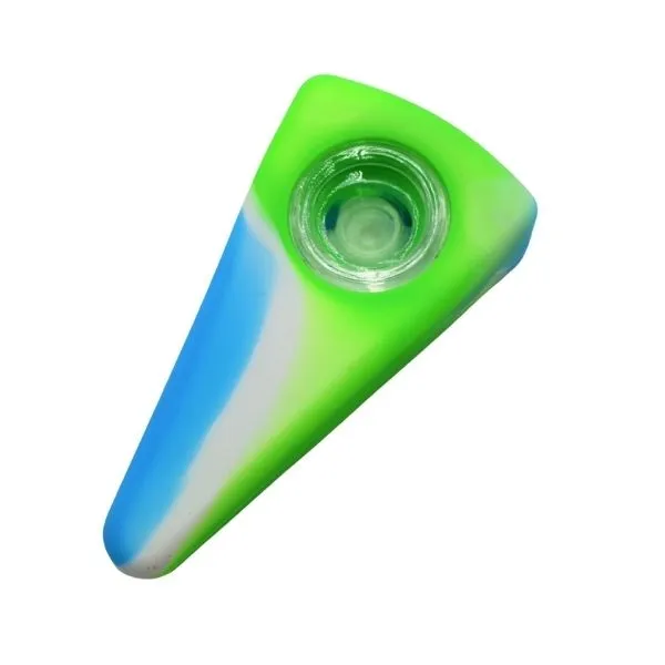 4" Pizza Slice Silicone Pipe With Glass Bowl