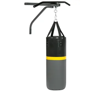 52lb Hanging Heavy Punching Bag w/ Wall-Mount Rack, Pull Up Bar