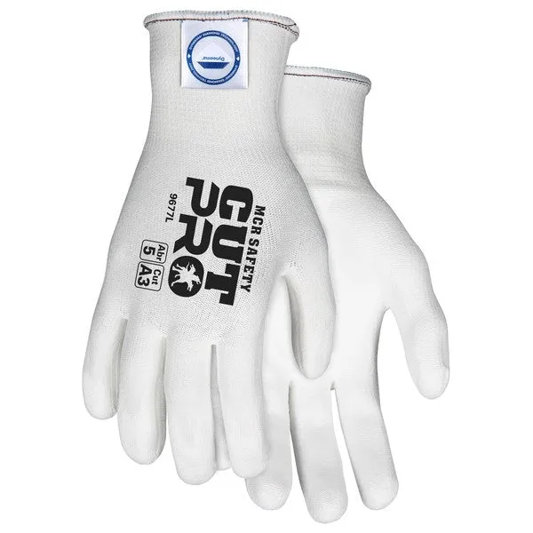 9677L MCR Safety UltraTech Cut Resistant Gloves, Dyneema, Large, White