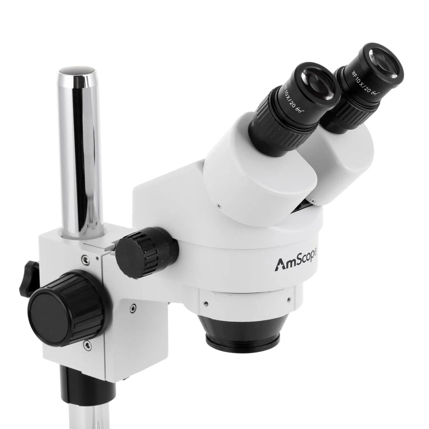 AmScope SM-1 Series Inspection and Dissecting Zoom Binocular Stereo Microscope with 150W Halogen Dual Gooseneck & Ring Lights and Optional Digital Camera on Compact Pillar Stand