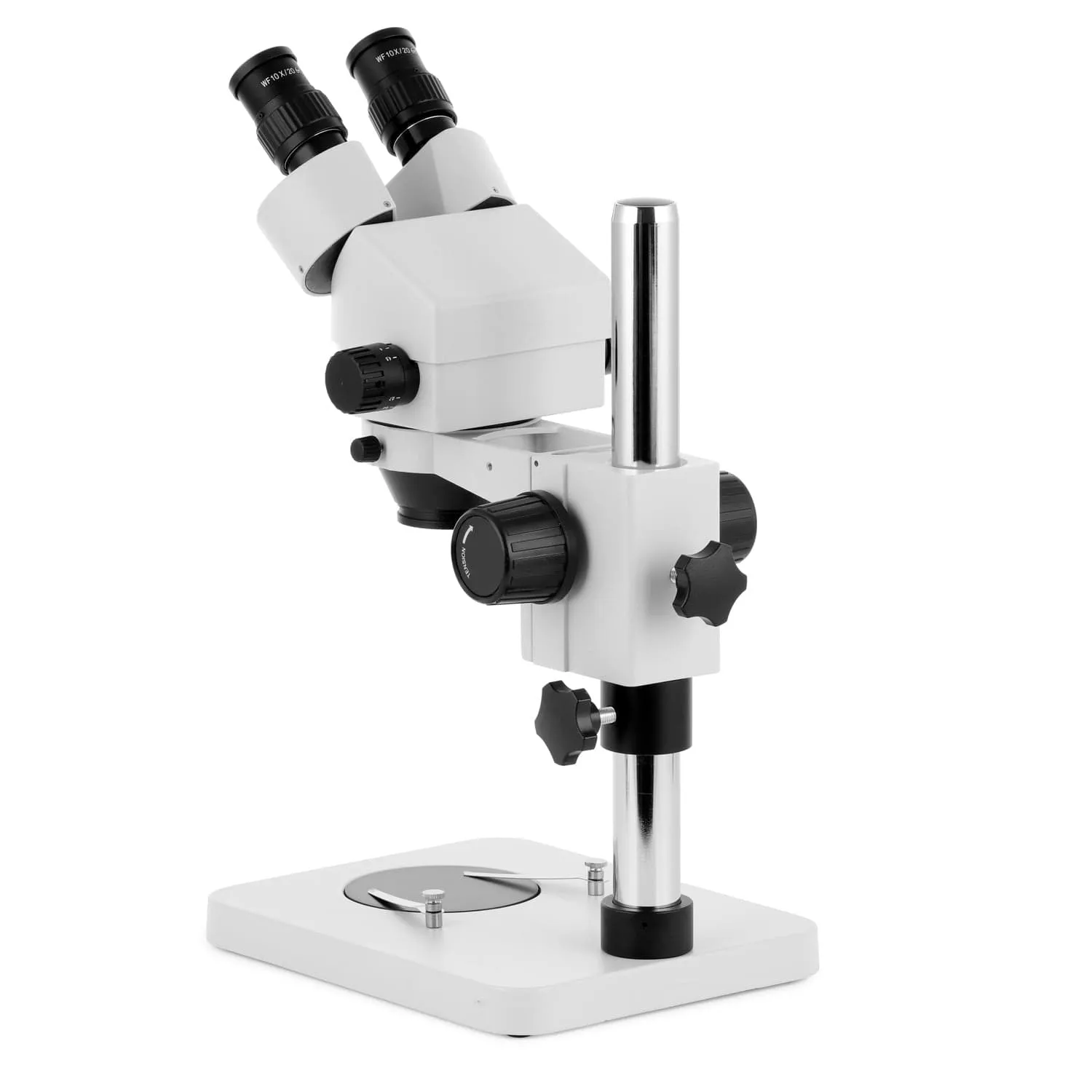 AmScope SM-1 Series Inspection and Dissecting Zoom Binocular Stereo Microscope with 150W Halogen Ring Light and Optional Digital Camera on Compact Pillar Stand