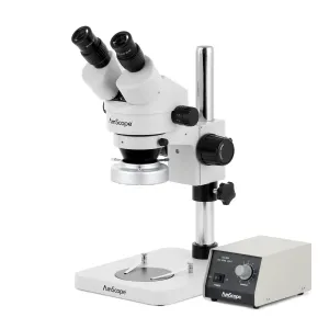 AmScope SM-1 Series Inspection and Dissecting Zoom Binocular Stereo Microscope with Heavy Duty 80 LED Ring Light and Optional Digital Camera on Compact Pillar Stand