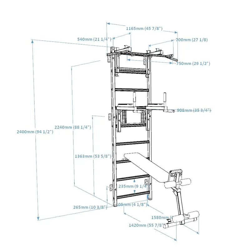 BenchK Wall Bars 733 for Home Gym