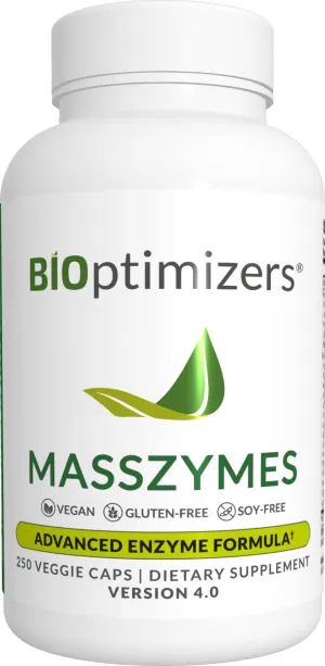 BiOptimizers MassZymes Complete Digestive Enzymes 250 Veg Capsules