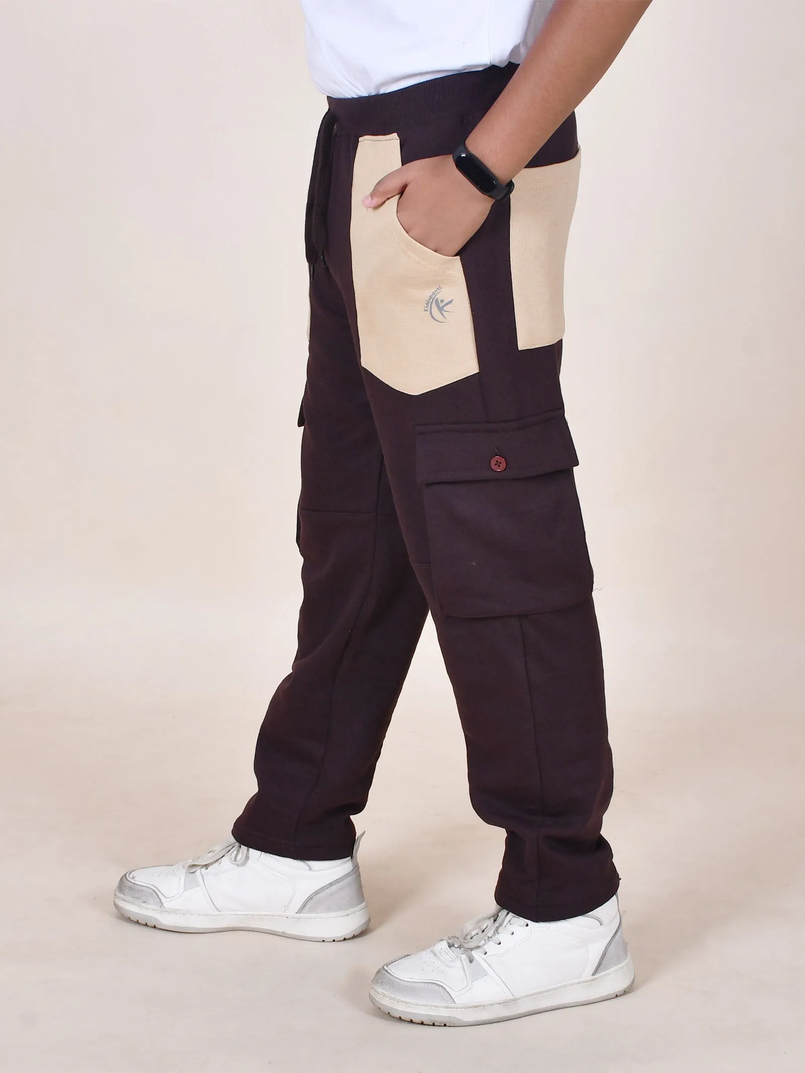 Boys Fleece Pocket Detailed Cargo Track Pants