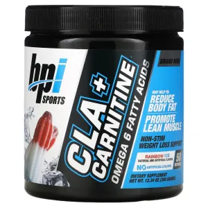 BPI Sports CLA   Carnitine (350g) 50 Servings Rainbow Ice Exp Sep 2026