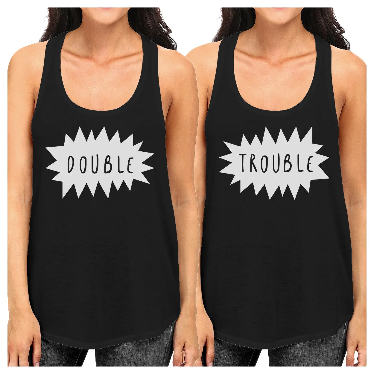 Double Trouble BFF Matching Black Tank Tops