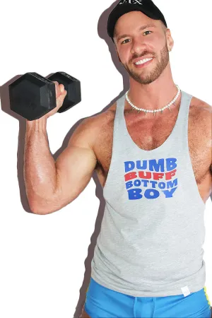 Dumb Buff Bottom Boy String Tank-Grey