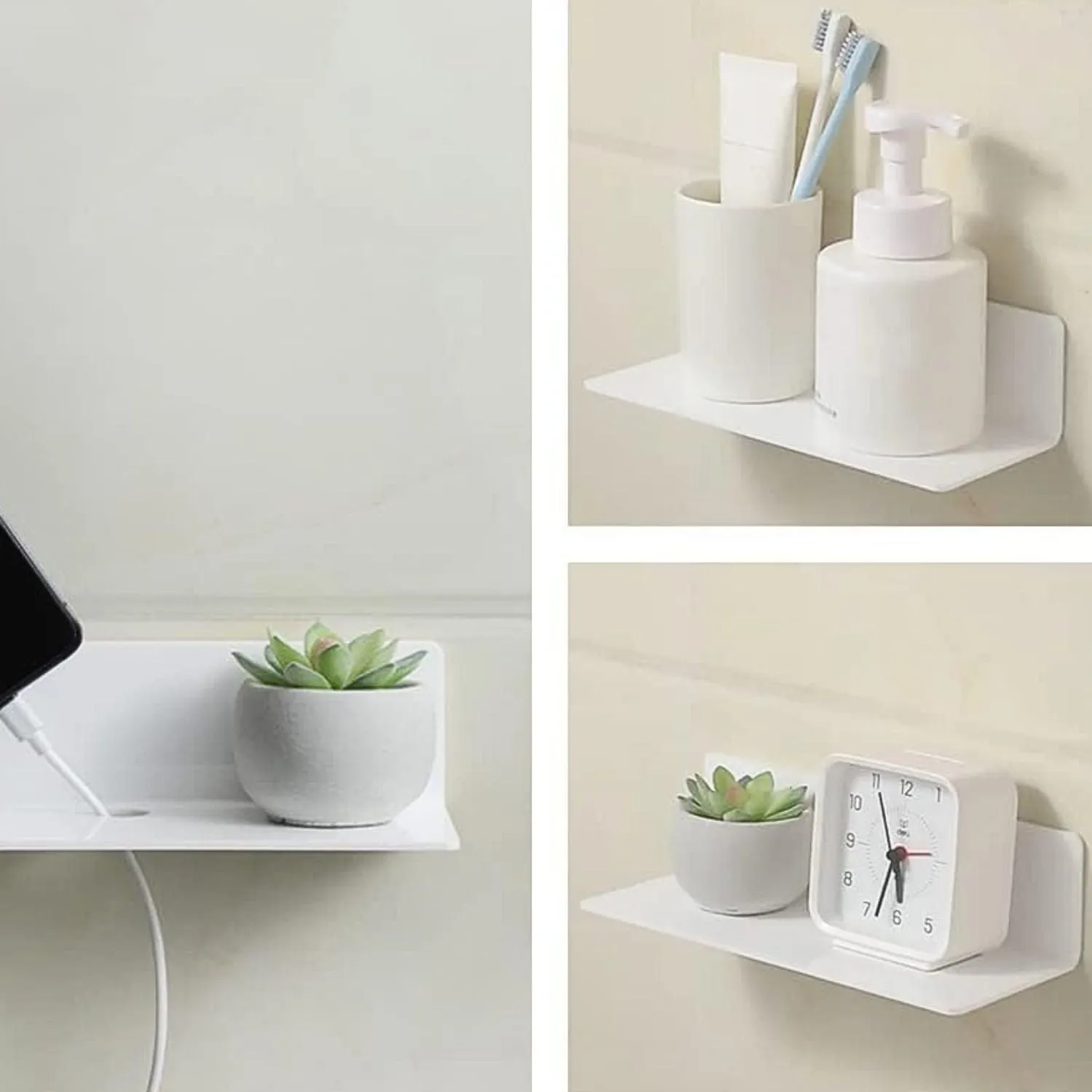 Easy Install Acrylic Floating Shelves with Clips - Set of 4