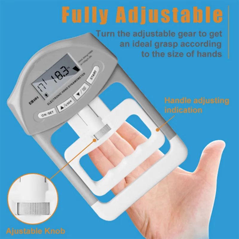 Ergonomic Digital Hand Grip Strength Tester, 90kg Max Force