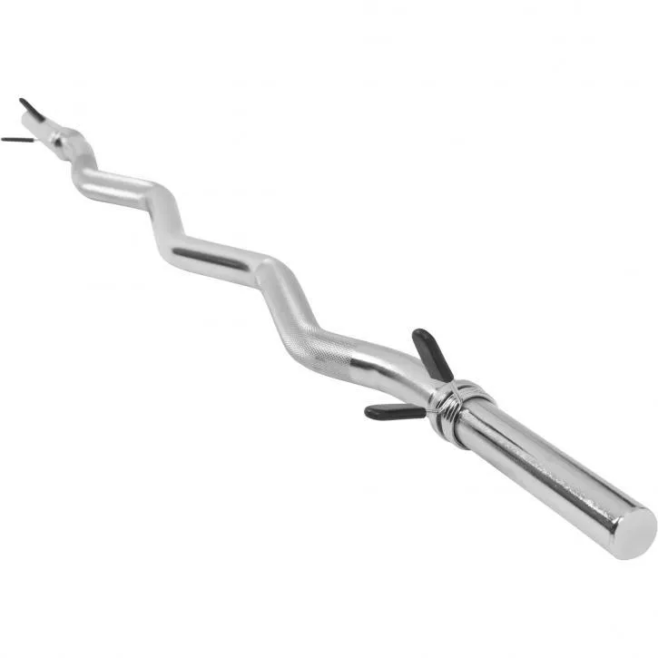 EZ Curl Bar 120cm - Springlock Collars - Chrome