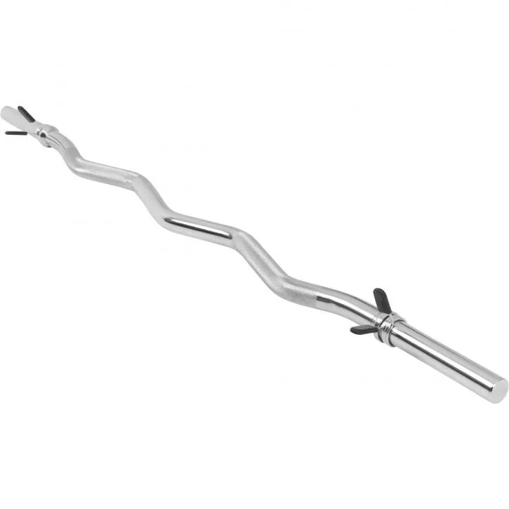 EZ Curl Bar 120cm - Springlock Collars - Chrome