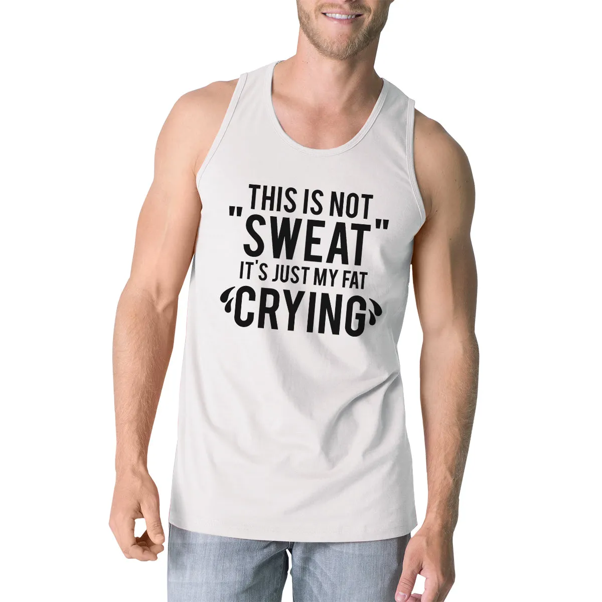 Fat Crying Mens Funny Graphic Work Out Tank Top Sleeveless Top Gift