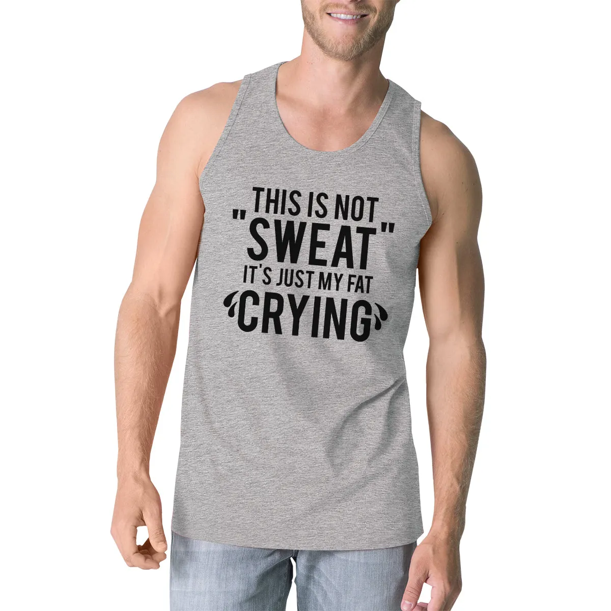 Fat Crying Mens Funny Graphic Work Out Tank Top Sleeveless Top Gift