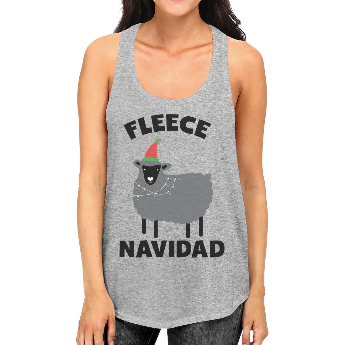 Fleece Navidad Womens Racerback Tank Top For Christmas Gym Workout