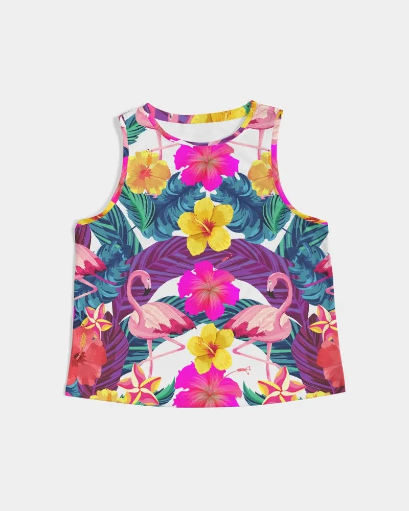 Floral Flamingos Women’s Cropped Tank Top