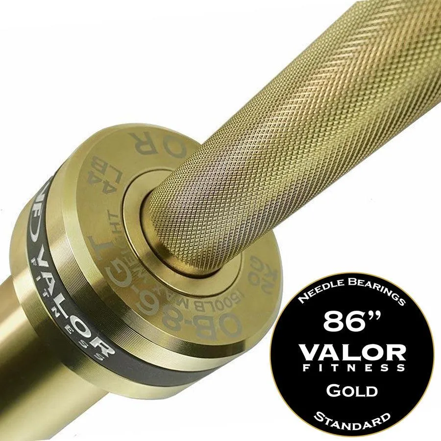 Gold Coated Needle Bearing Barbell 86" 28mm