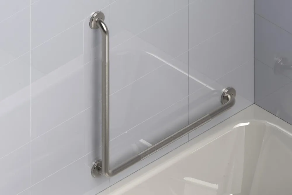 L-Shaped Grab Bar Knurled Stainless Steel