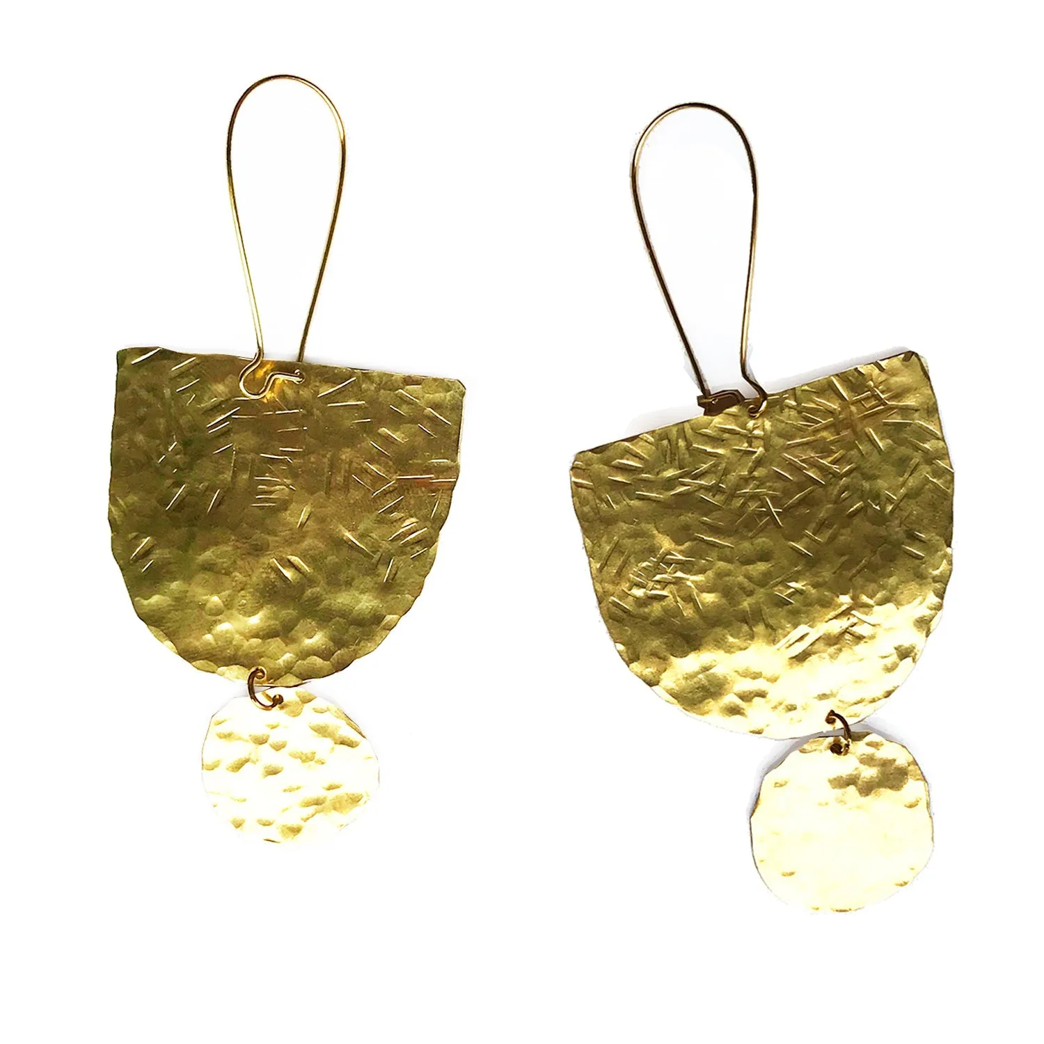 Modern hand hammered bell earrings