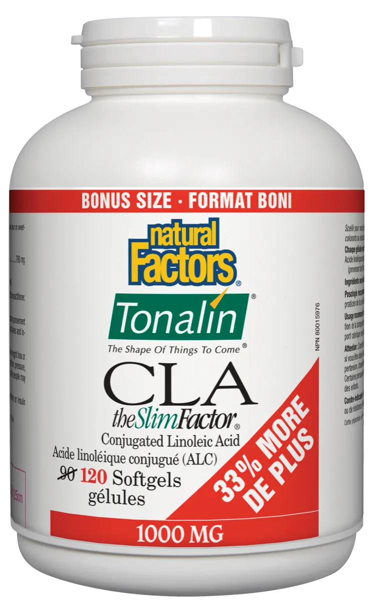 Natural Factors CLA Tonalin The Slim Factor 1000mg 120 Softgels Bonus