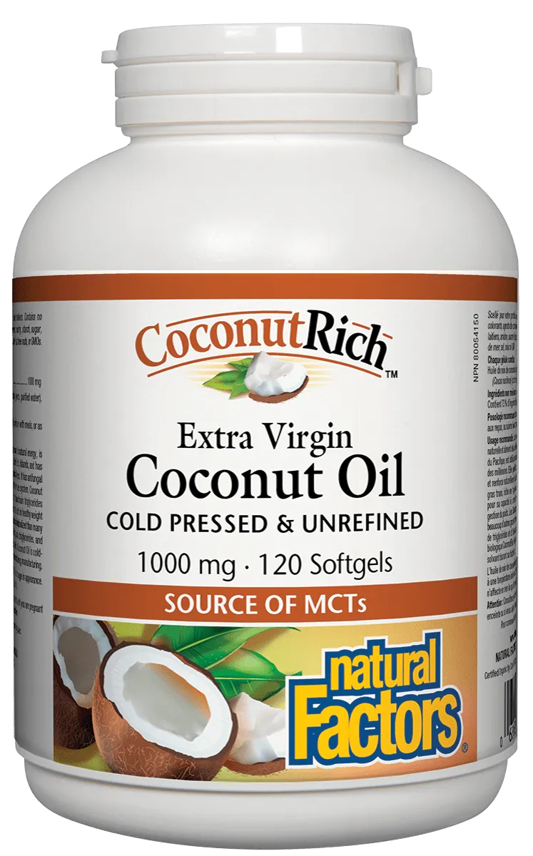 Natural Factors Extra Virgin Coconut Oil 1000 mg - 120 Softgels