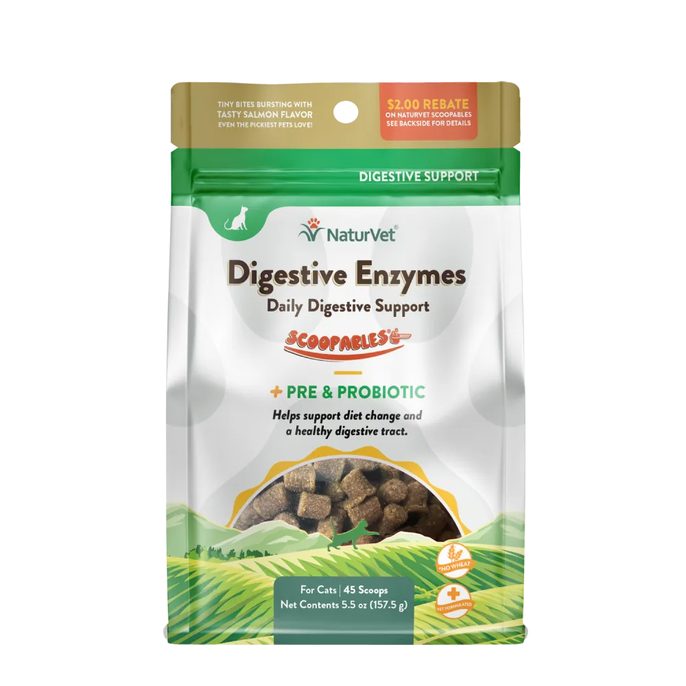 NaturVet Cat Digestive Enzymes Daily Digestive Support Scoopables 5.5oz