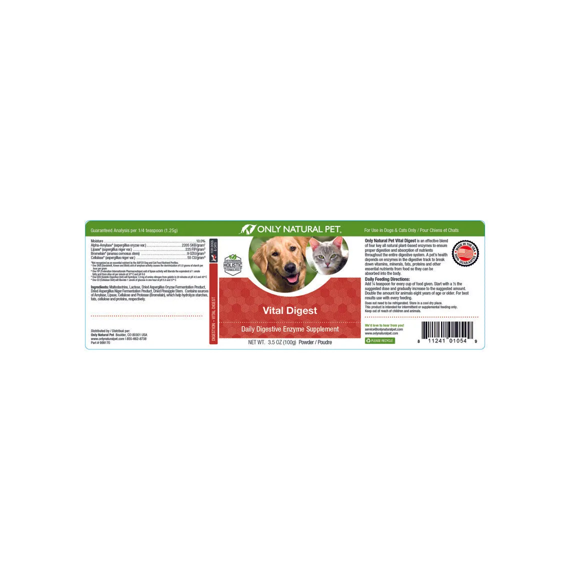 Only Natural Pet Vital Digest for Dogs & Cats