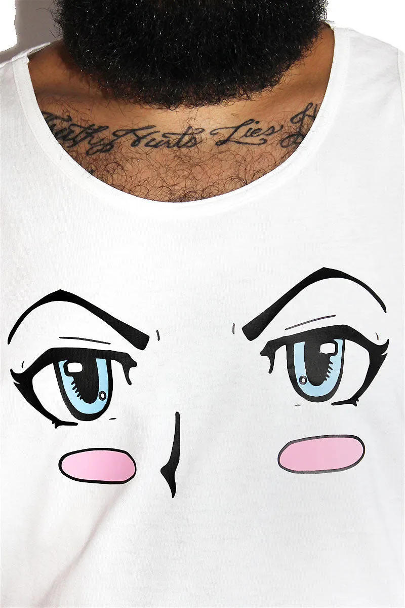 PLUS: Anime Face Racerback Tank- White