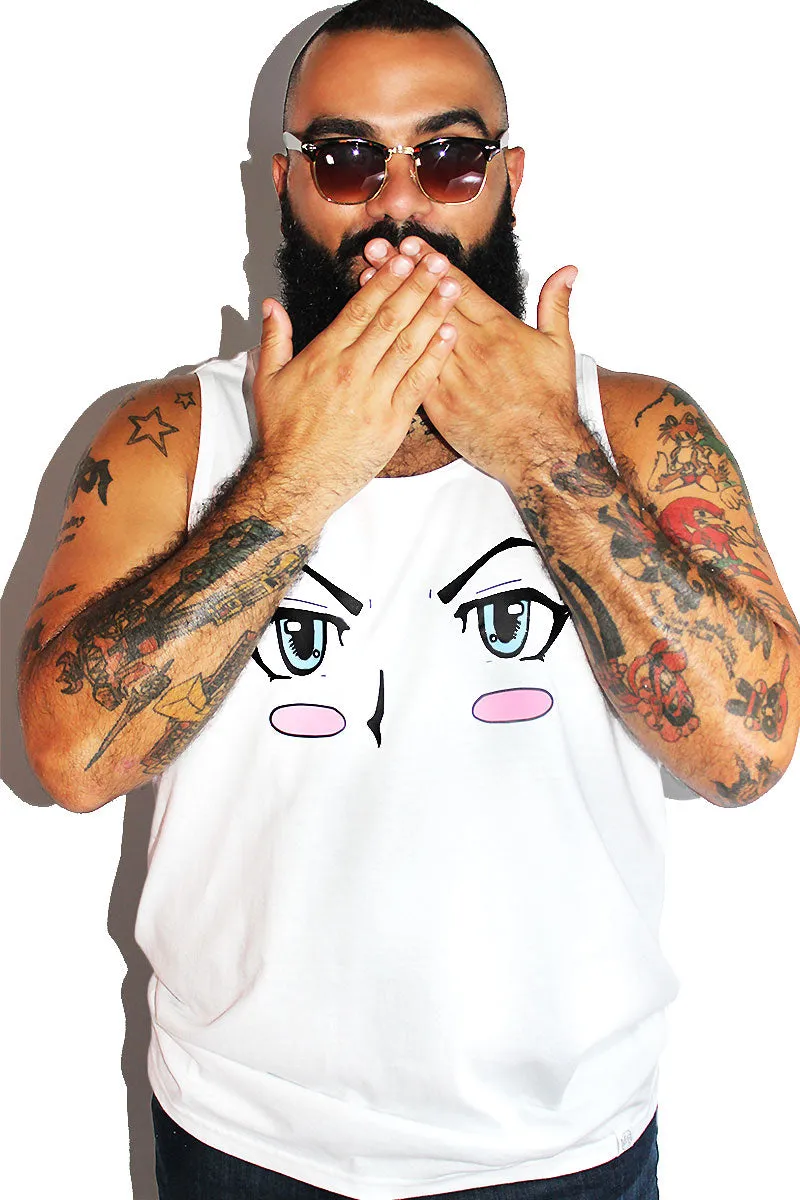 PLUS: Anime Face Racerback Tank- White