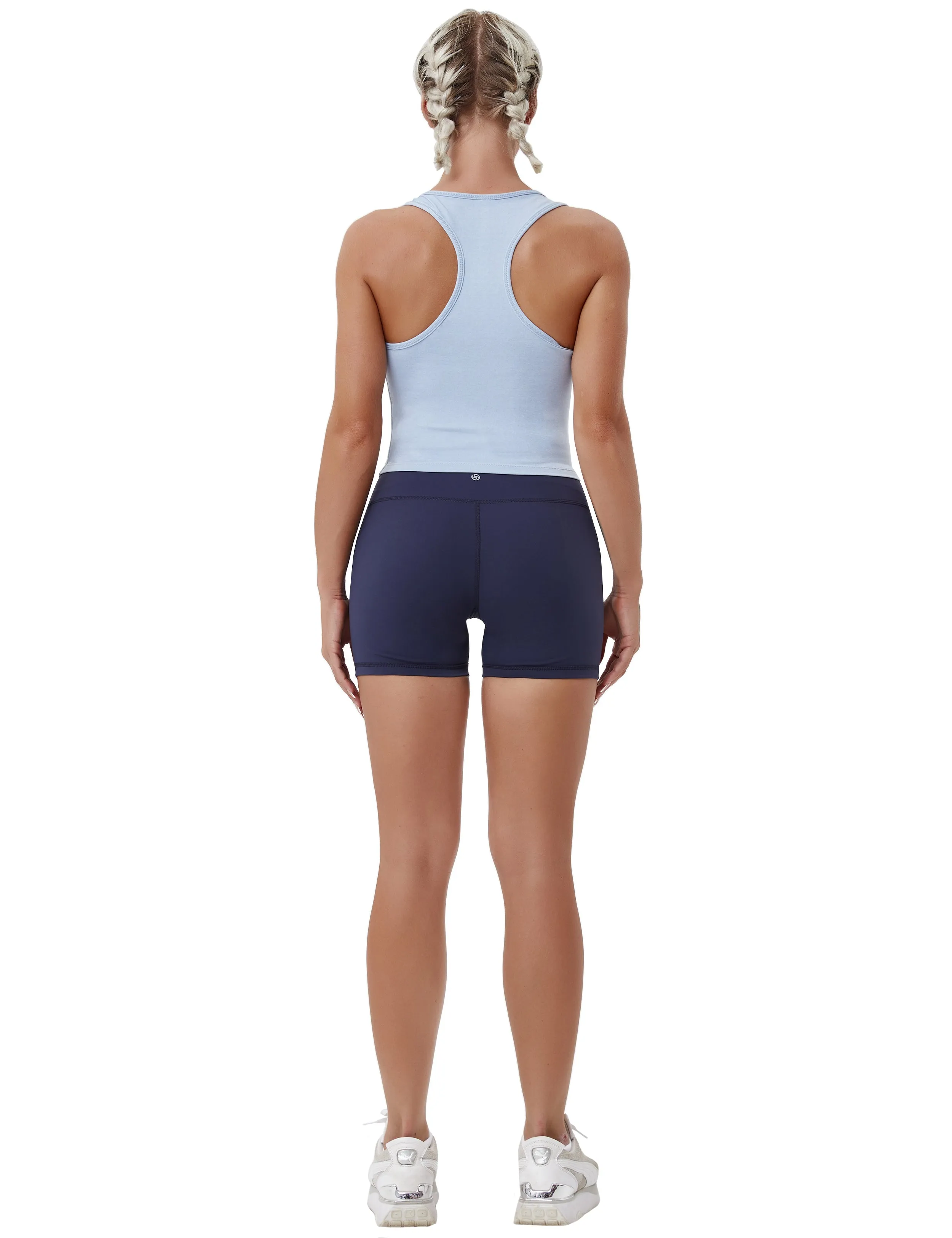 Racerback Athletic Crop Tank Tops heatherblue_Jogging