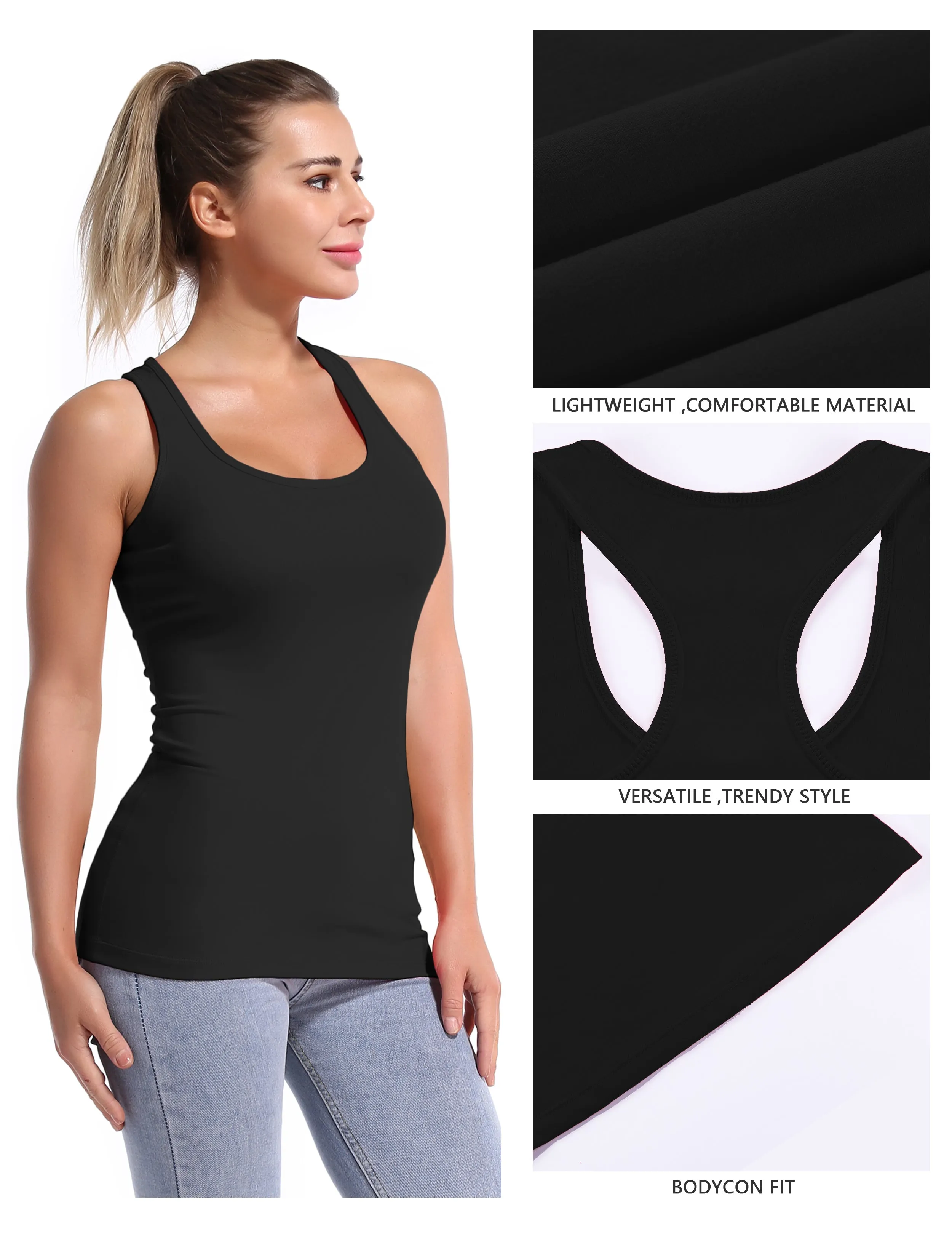 Racerback Athletic Tank Tops black_yoga