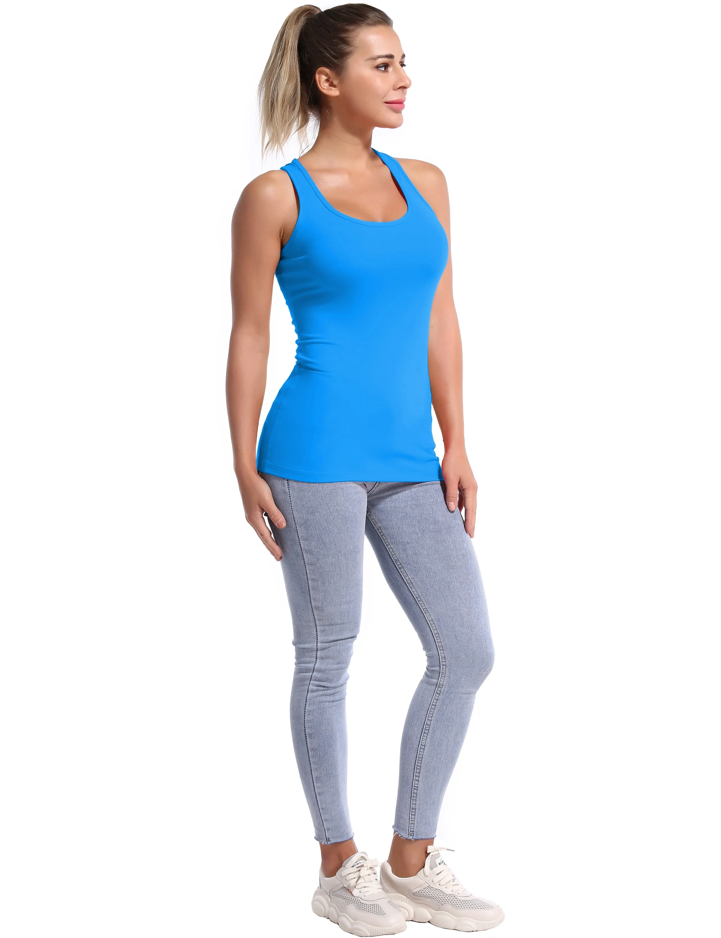 Racerback Athletic Tank Tops deepskyblue_Gym