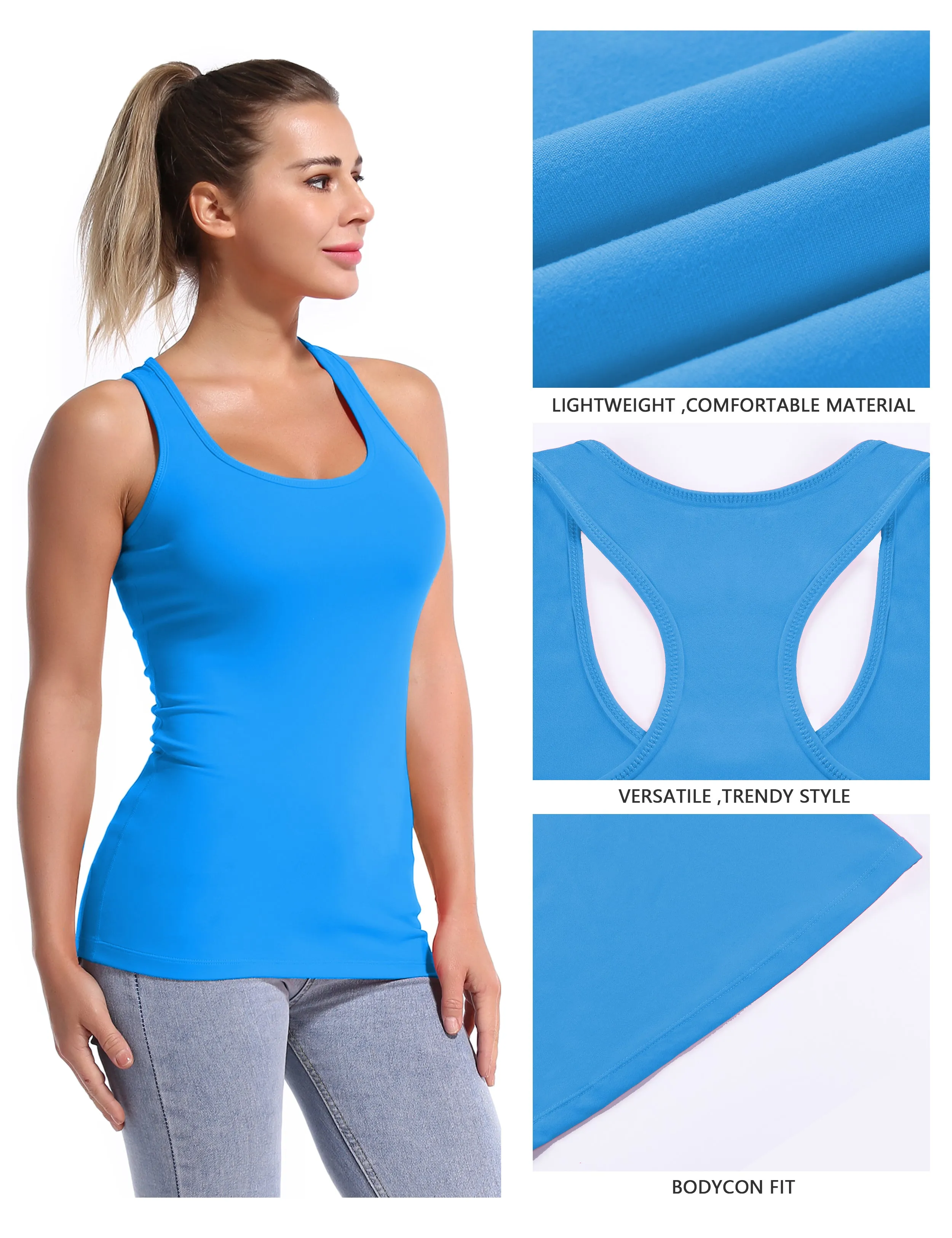 Racerback Athletic Tank Tops deepskyblue_yogastudio