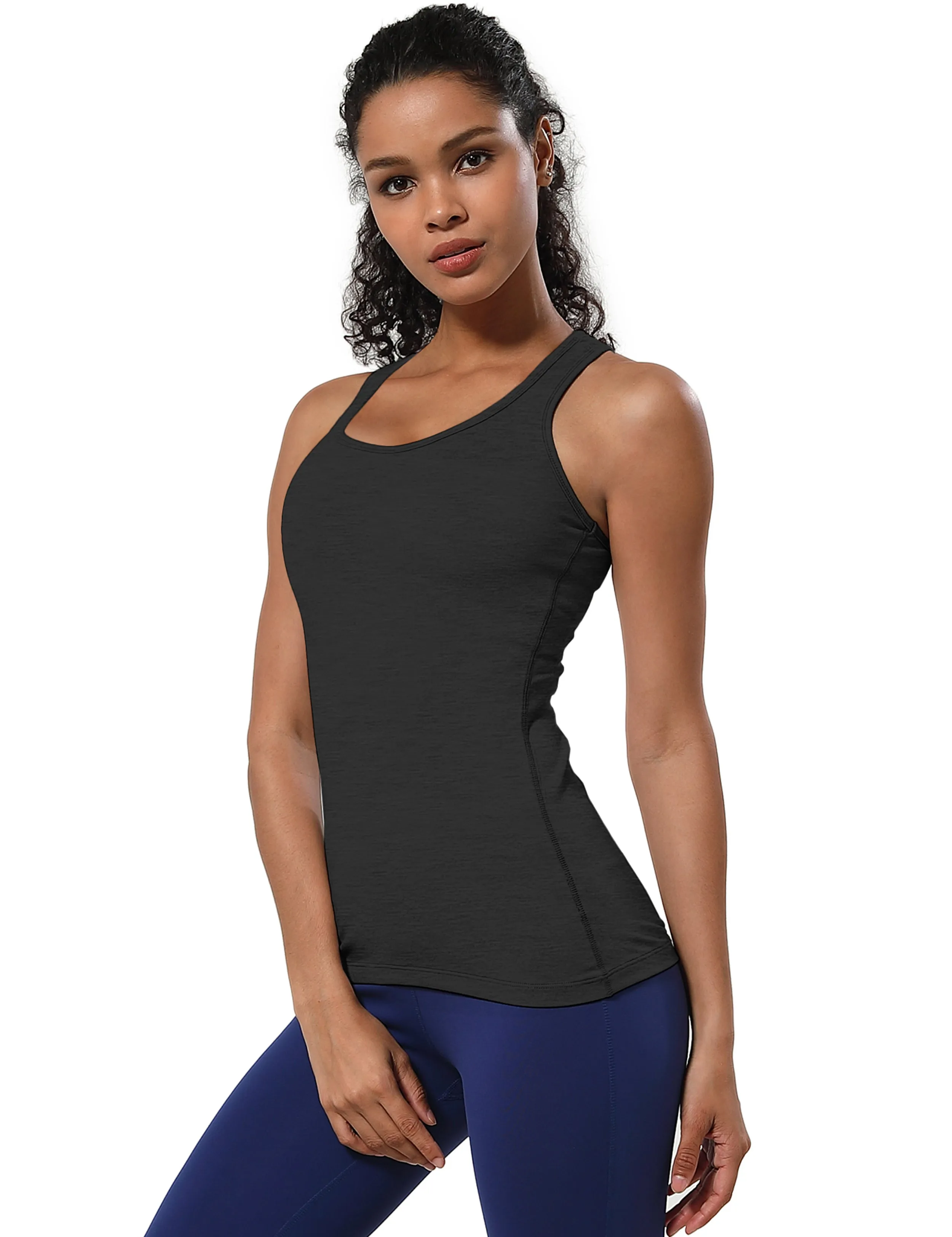 Racerback Athletic Tank Tops heathercharcoal_yoga