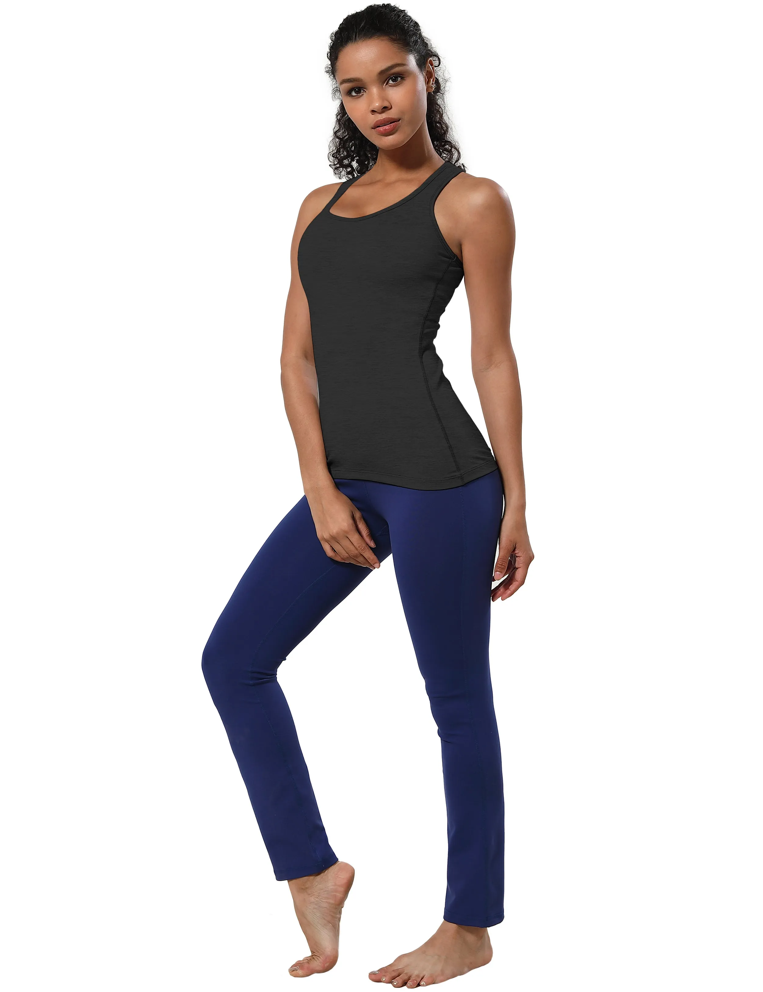 Racerback Athletic Tank Tops heathercharcoal_yoga