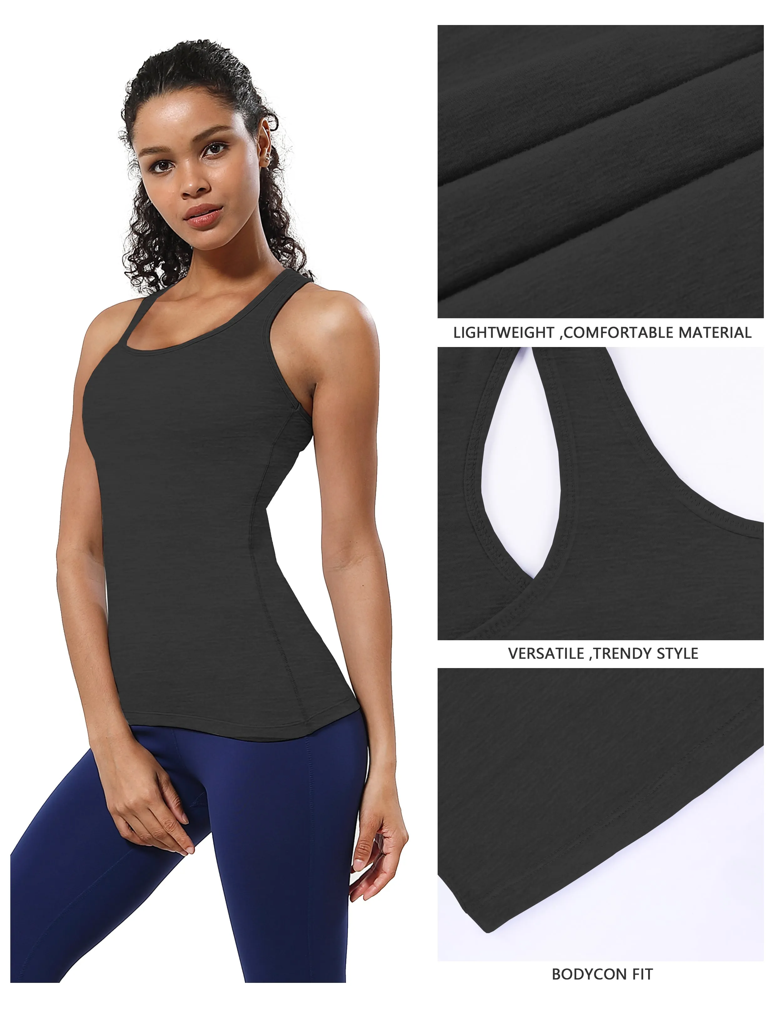 Racerback Athletic Tank Tops heathercharcoal_yoga