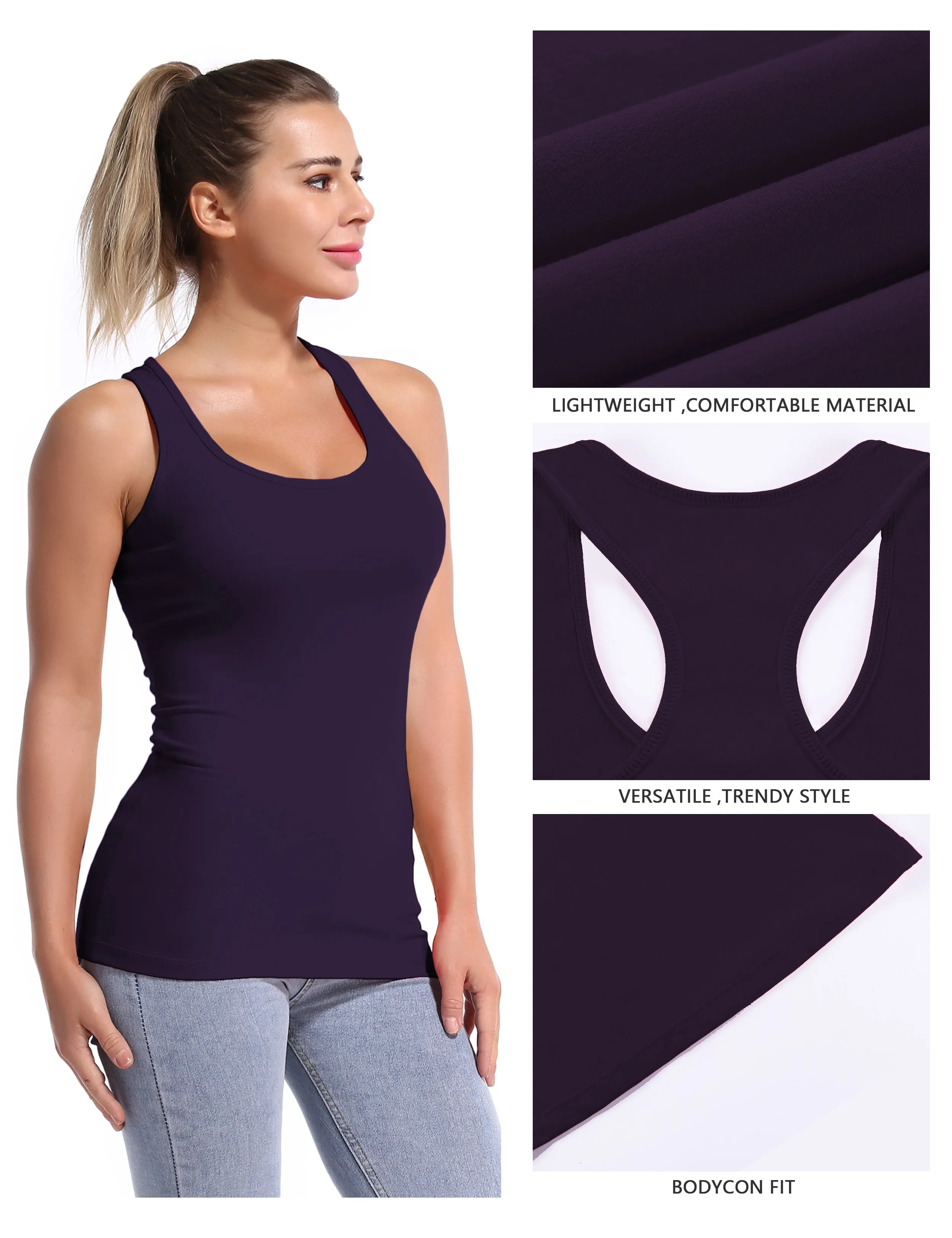 Racerback Athletic Tank Tops midnightblue_Running