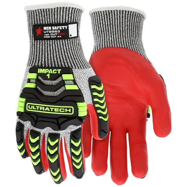 UT2953L CutPro UltraTech Mechanics Gloves, Large, Synthetic/Glass, Red