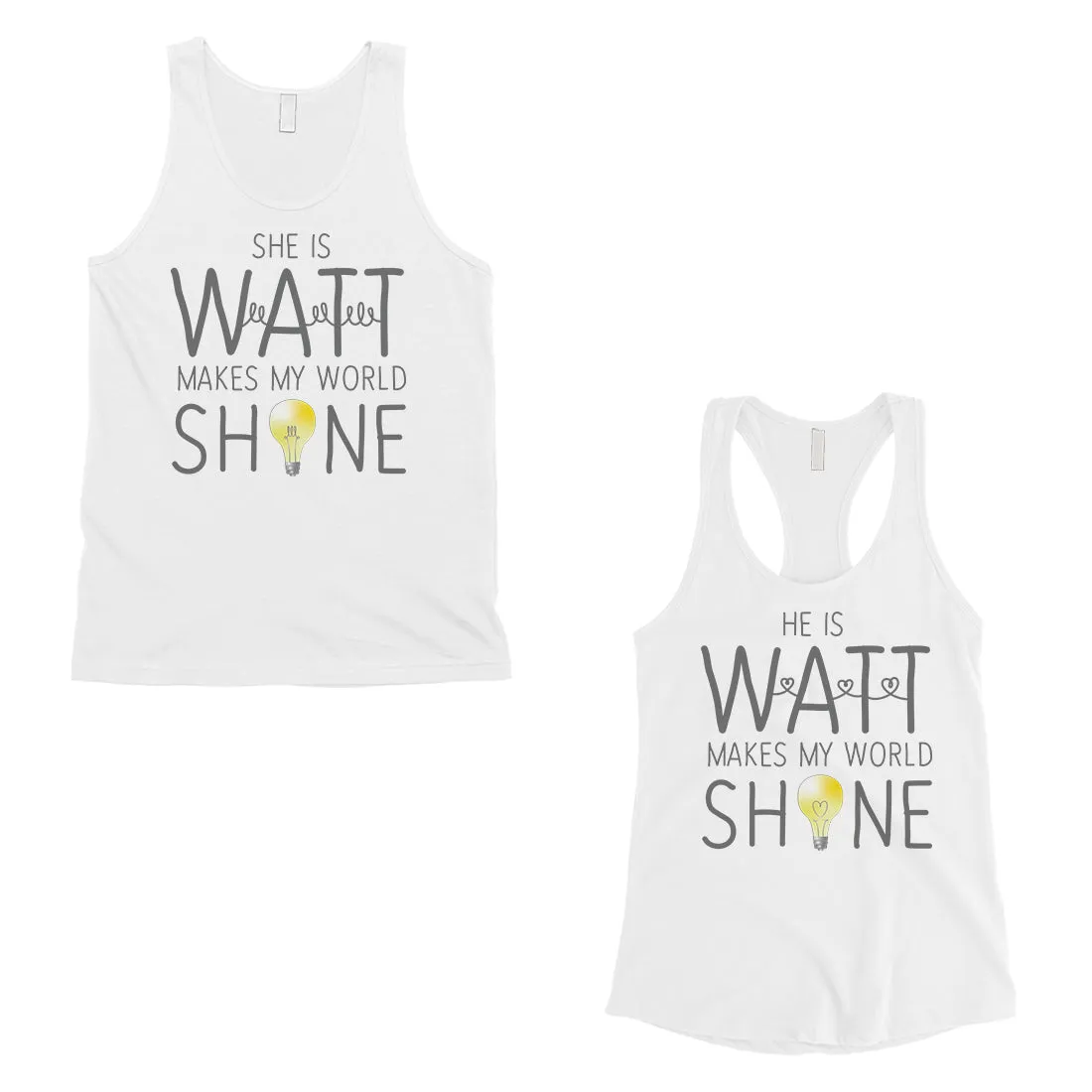 Watt World Shine Light Matching Couple Tank Tops For Anniversary