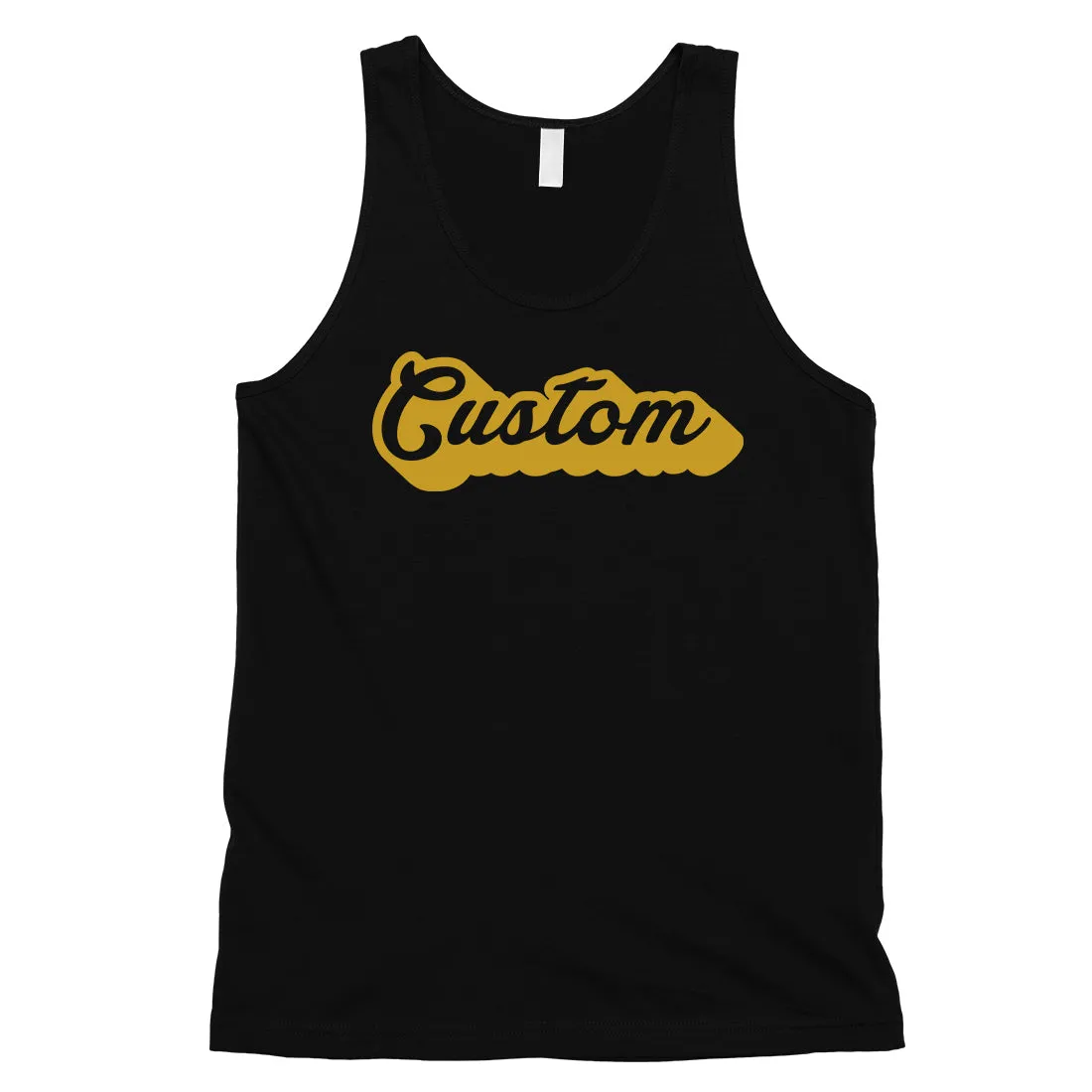 Yellow Pop Up Text Groovy Cool Custom Mens Personalized Tank Tops